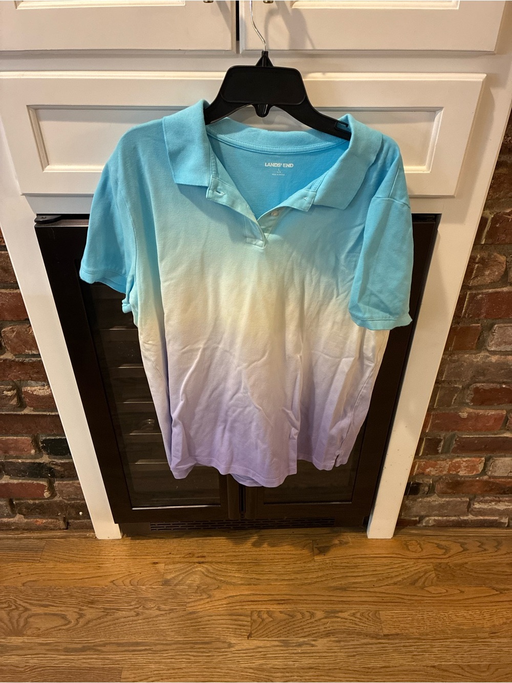 Lands' End Women's Ombre Polo Top - Aqua to Lavender